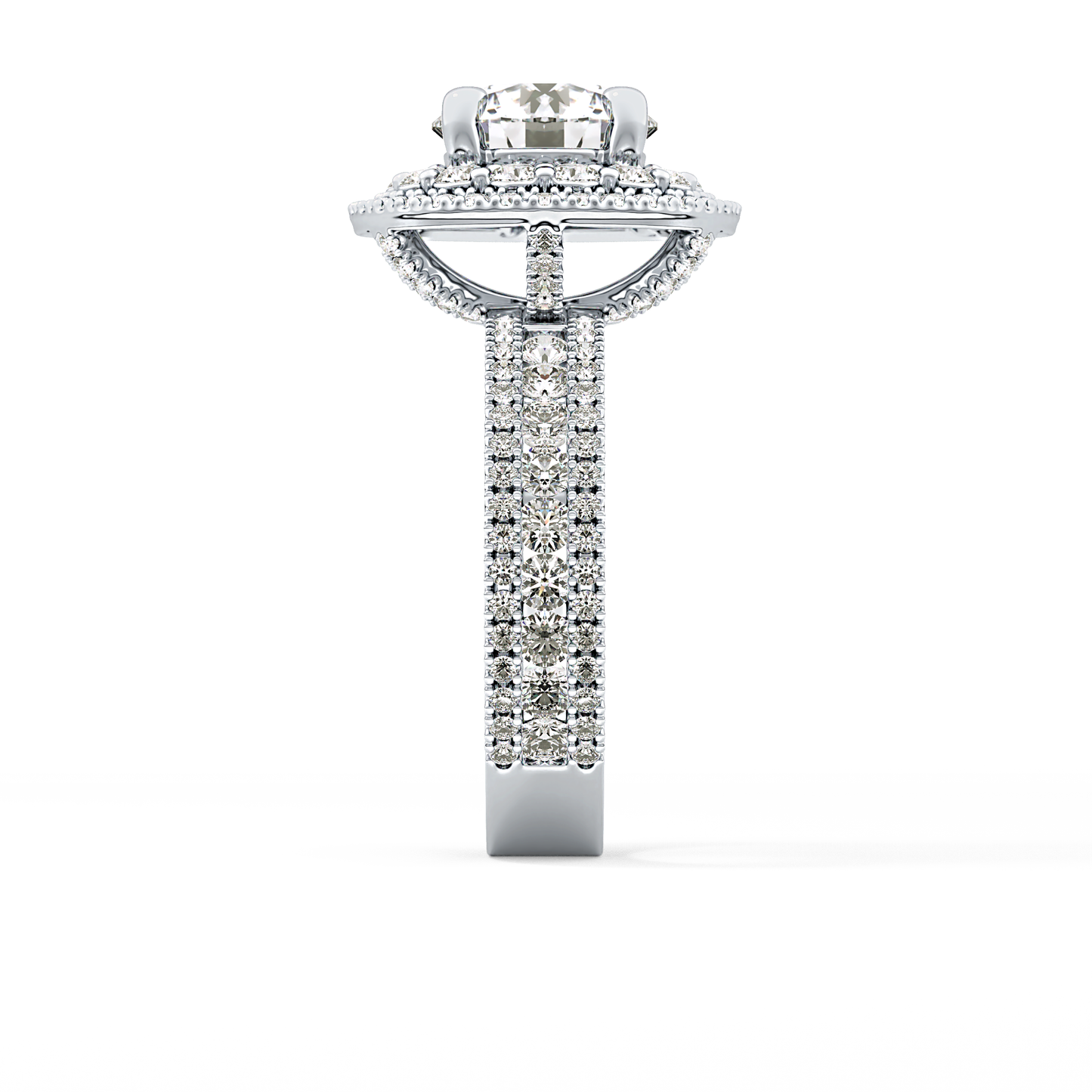 Round Double Halo & Pave Lab Grown Diamond Engagement Ring