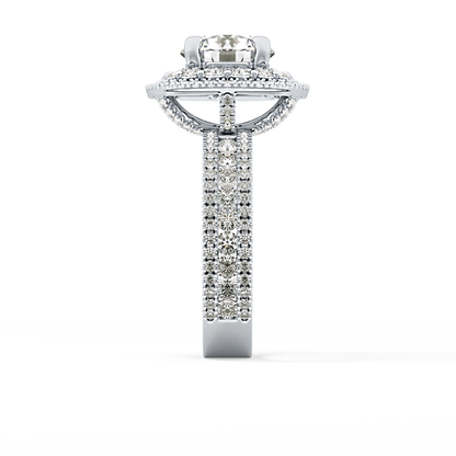 Round Double Halo & Pave Lab Grown Diamond Engagement Ring