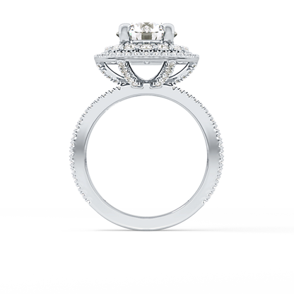 Round Double Halo & Pave Lab Grown Diamond Engagement Ring