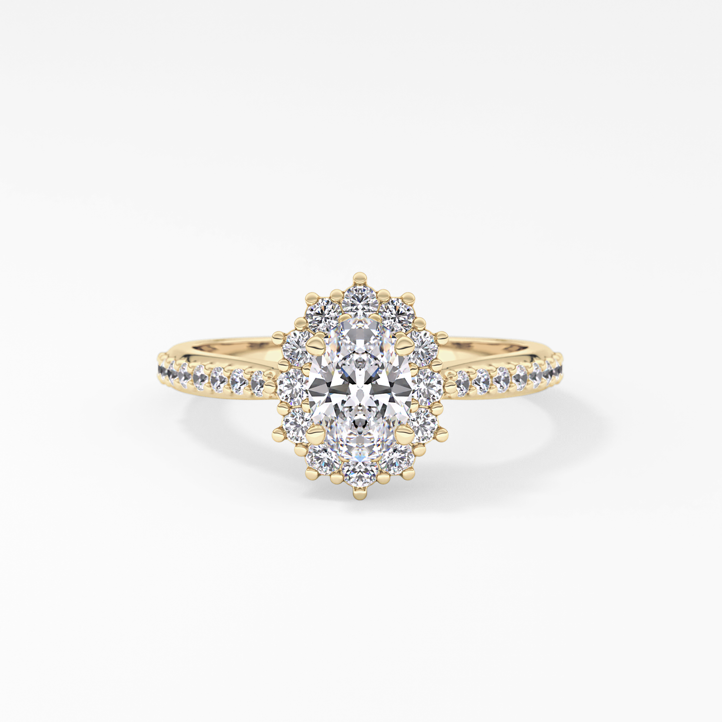 Oval Halo & Pave Lab Grown Diamond Engagement Ring