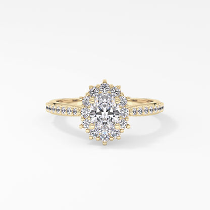 Oval Halo & Pave Lab Grown Diamond Engagement Ring
