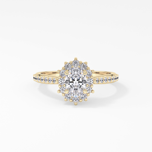 Oval Halo & Pave Lab Grown Diamond Engagement Ring