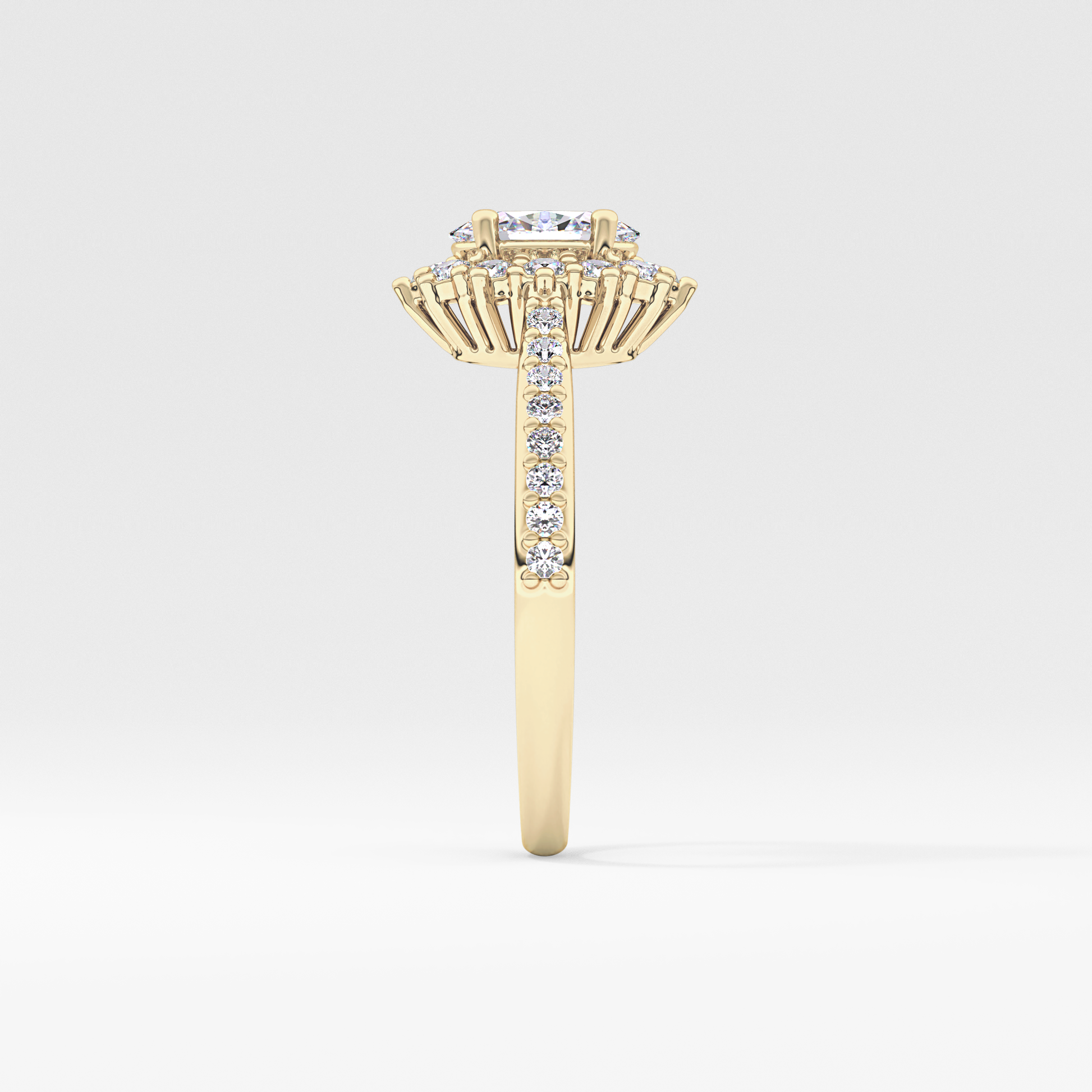 Oval Halo & Pave Lab Grown Diamond Engagement Ring