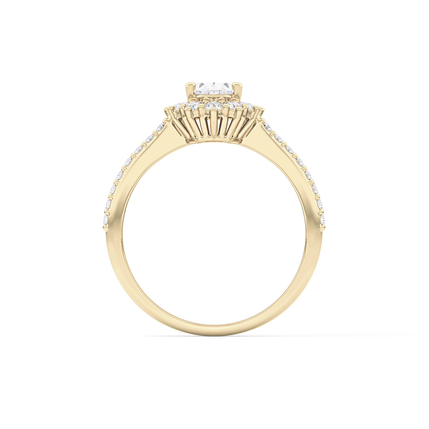 Oval Halo & Pave Lab Grown Diamond Engagement Ring
