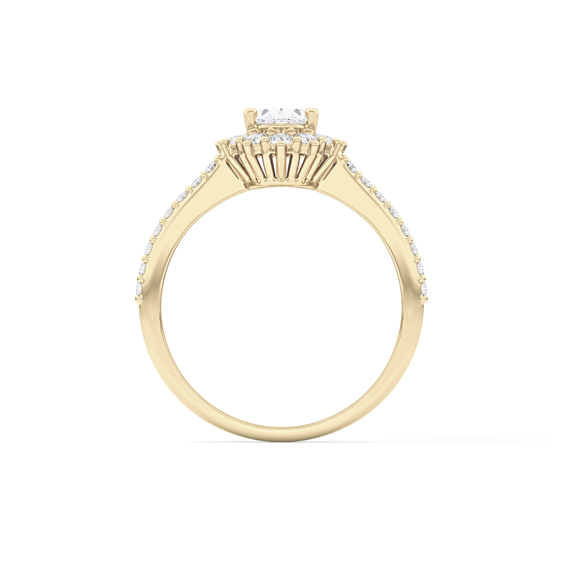 Oval Halo & Pave Lab Grown Diamond Engagement Ring