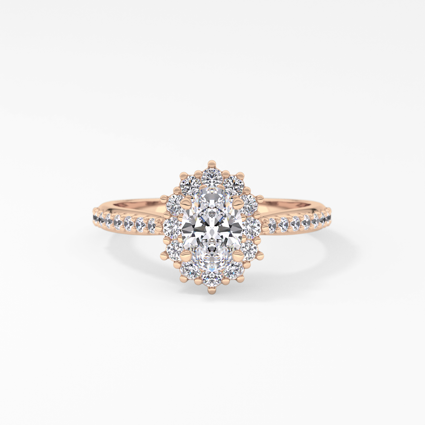 Oval Halo & Pave Lab Grown Diamond Engagement Ring