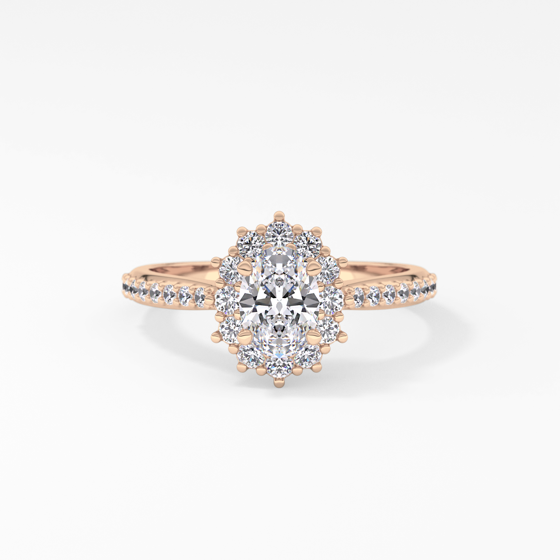 Oval Halo & Pave Lab Grown Diamond Engagement Ring