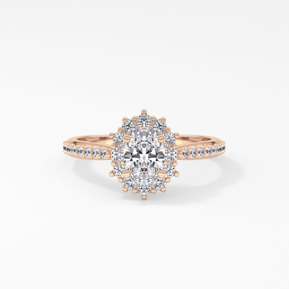 Oval Halo & Pave Lab Grown Diamond Engagement Ring
