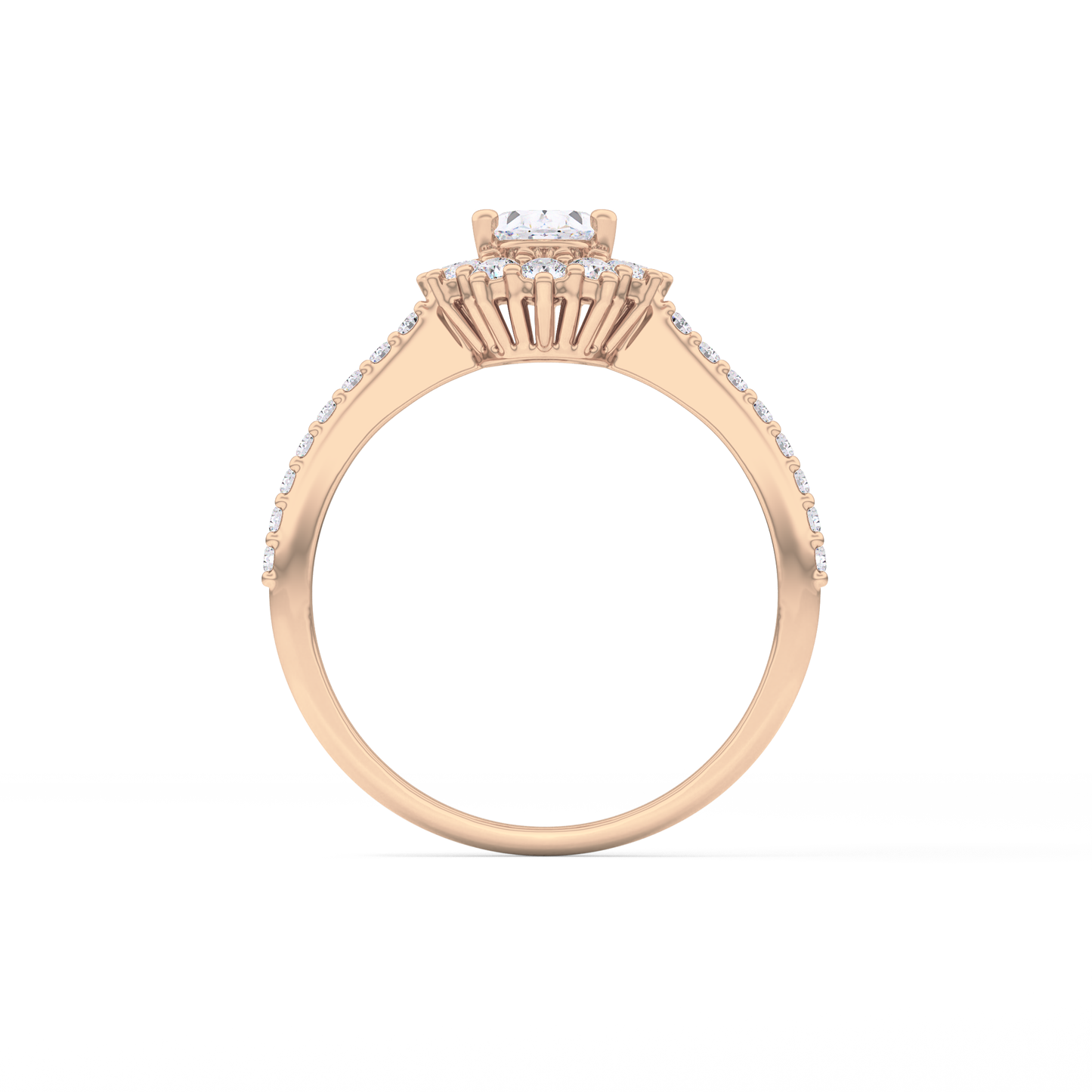 Oval Halo & Pave Lab Grown Diamond Engagement Ring