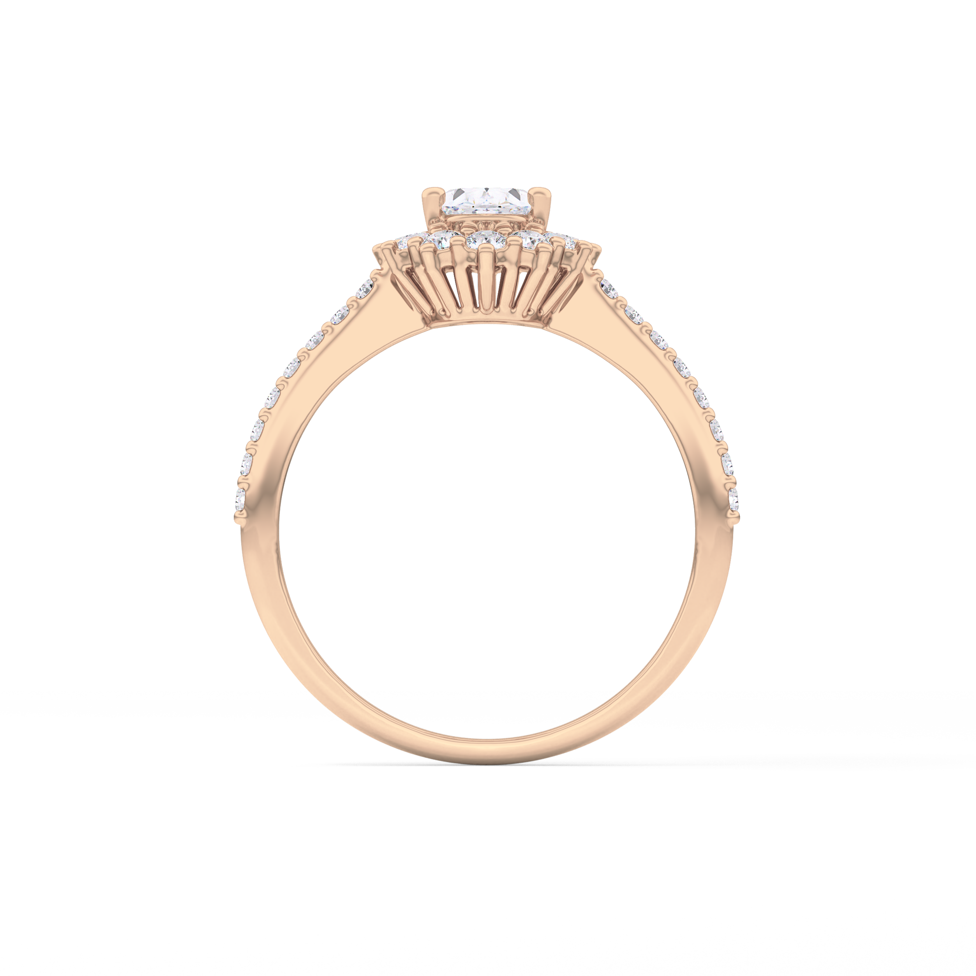 Oval Halo & Pave Lab Grown Diamond Engagement Ring