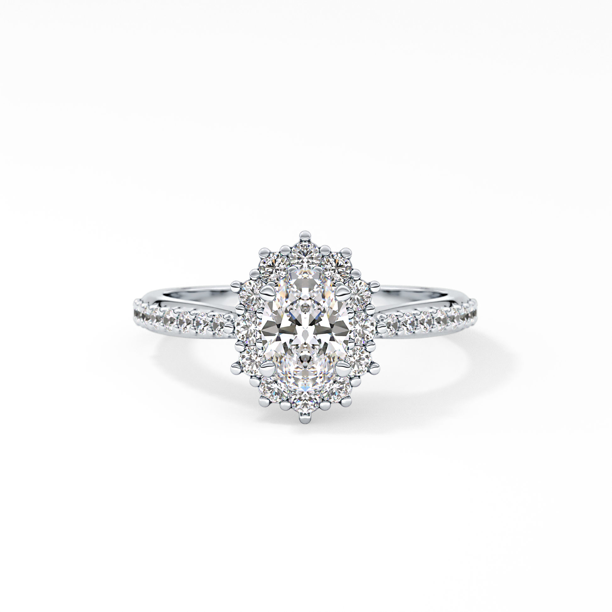 Oval Halo & Pave Lab Grown Diamond Engagement Ring