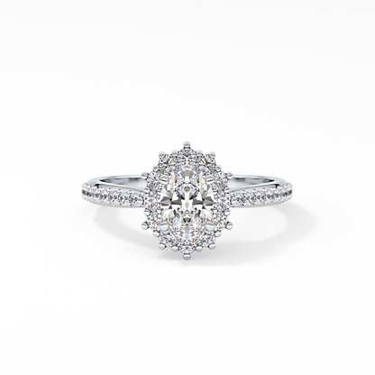 Oval Halo & Pave Lab Grown Diamond Engagement Ring