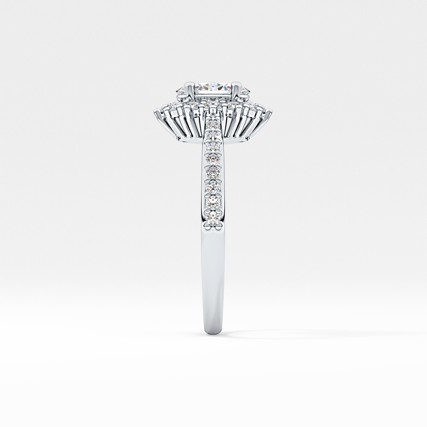Oval Halo & Pave Lab Grown Diamond Engagement Ring