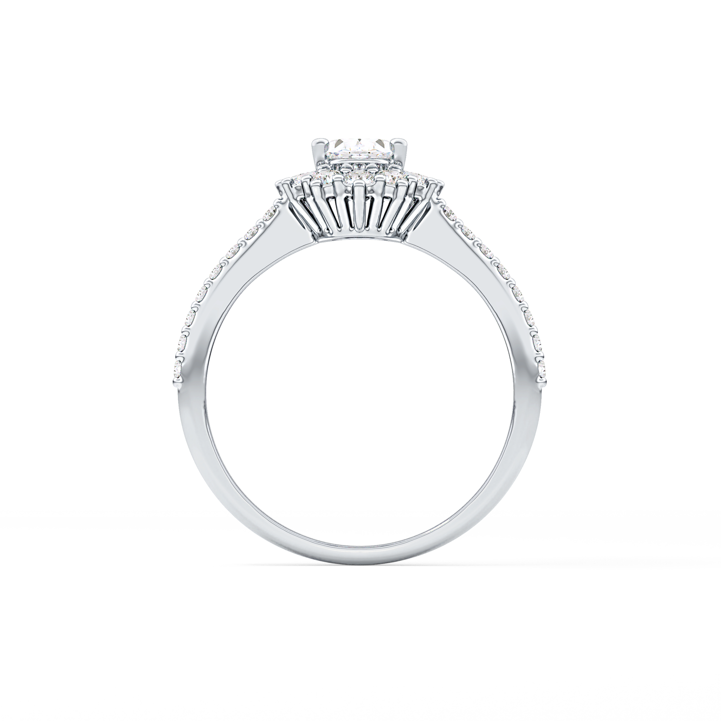 Oval Halo & Pave Lab Grown Diamond Engagement Ring