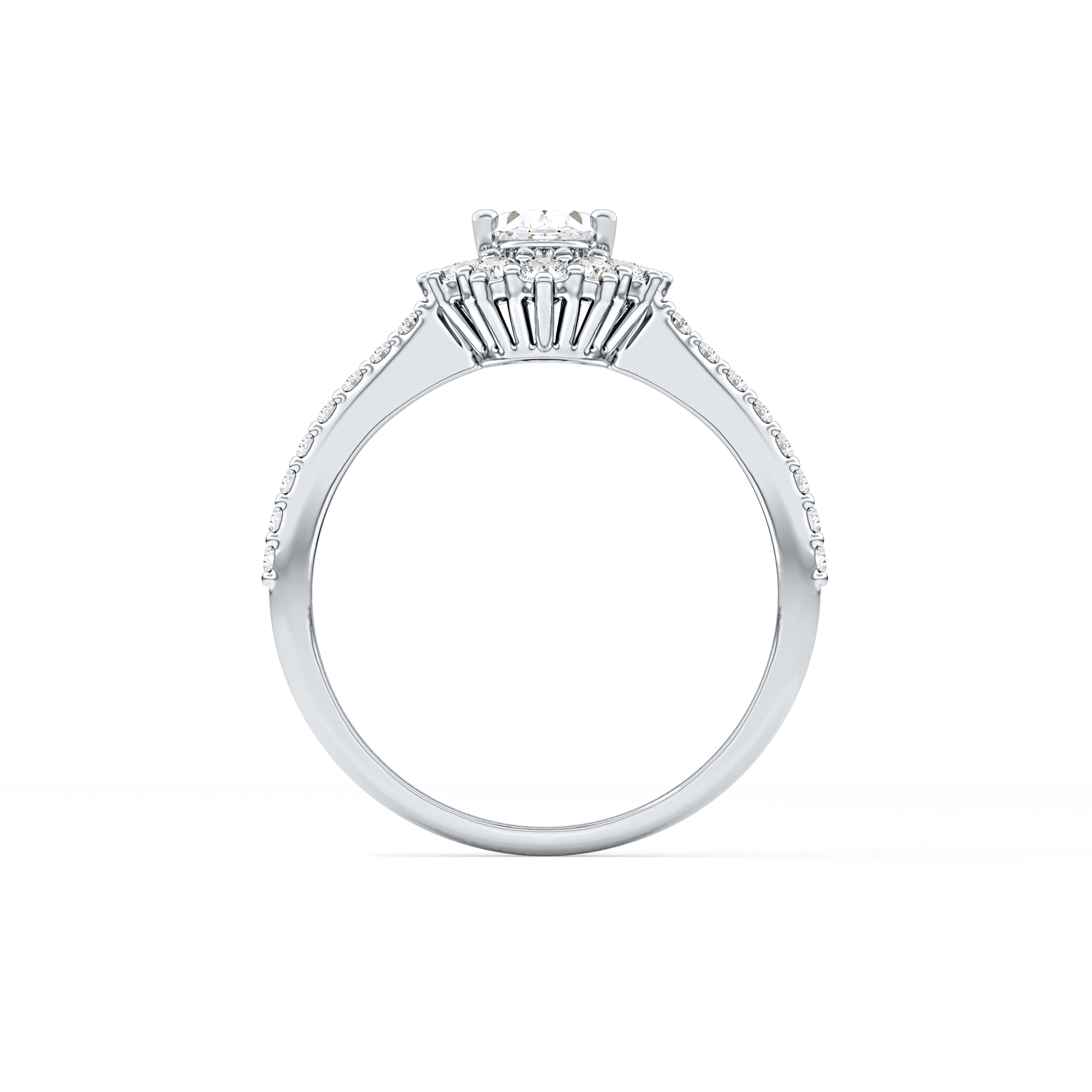 Oval Halo & Pave Lab Grown Diamond Engagement Ring