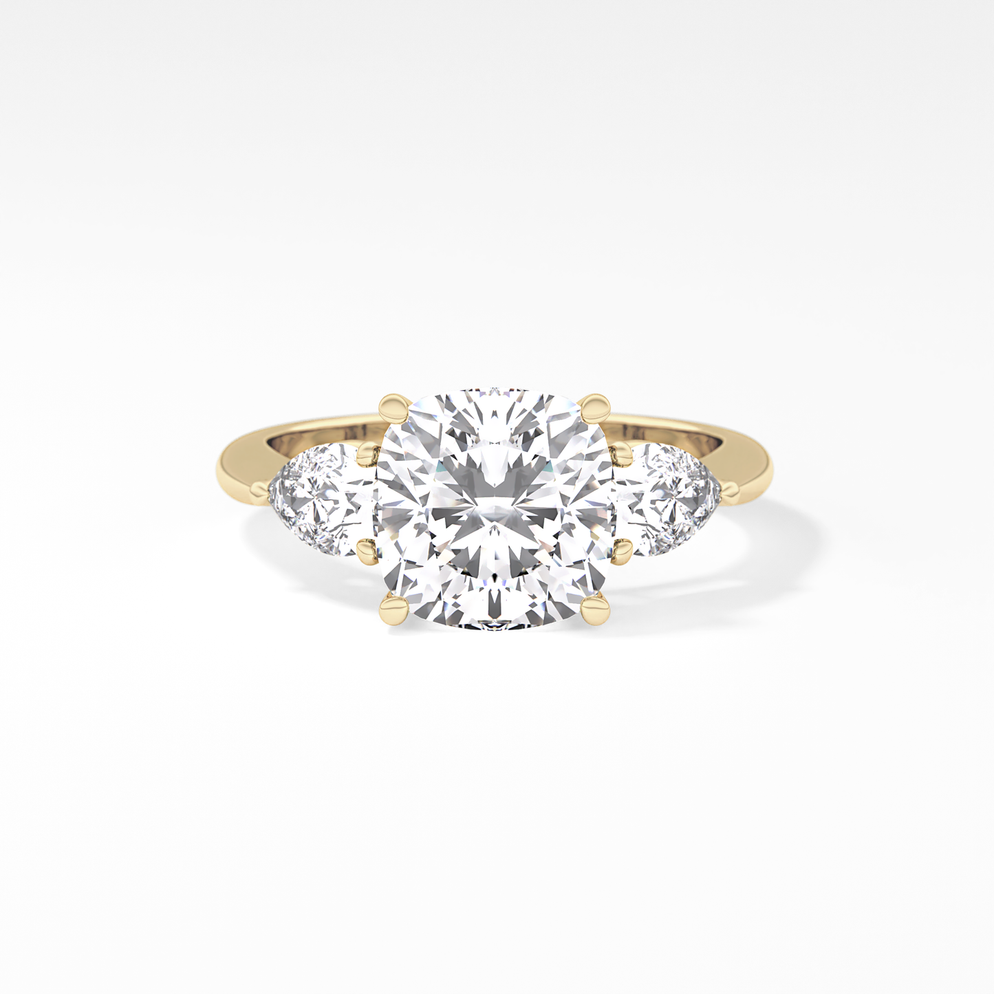 Cushion Three Stone Lab Grown Diamond Engagement Ring