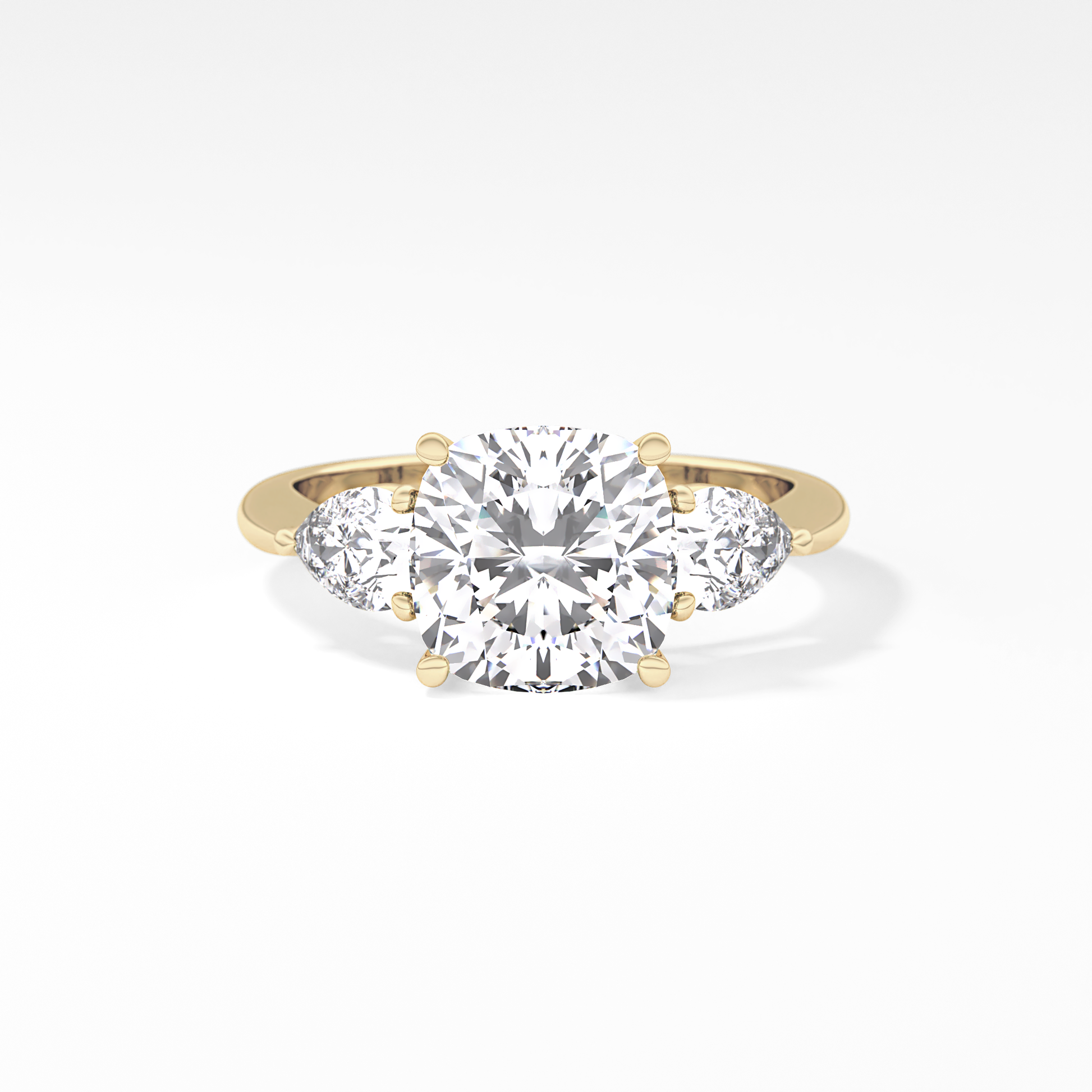 Cushion Three Stone Lab Grown Diamond Engagement Ring