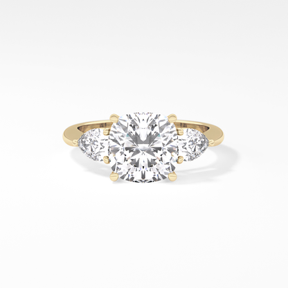 Cushion Three Stone Lab Grown Diamond Engagement Ring