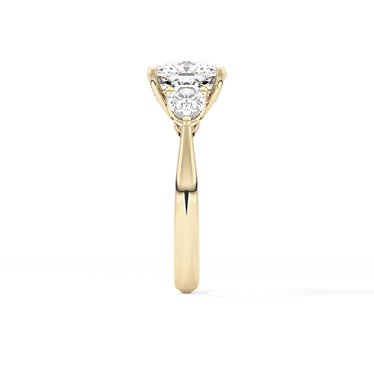Cushion Three Stone Lab Grown Diamond Engagement Ring
