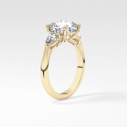 Cushion Three Stone Lab Grown Diamond Engagement Ring