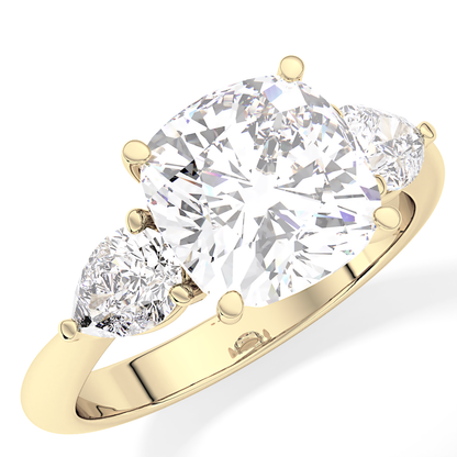 Cushion Three Stone Lab Grown Diamond Engagement Ring