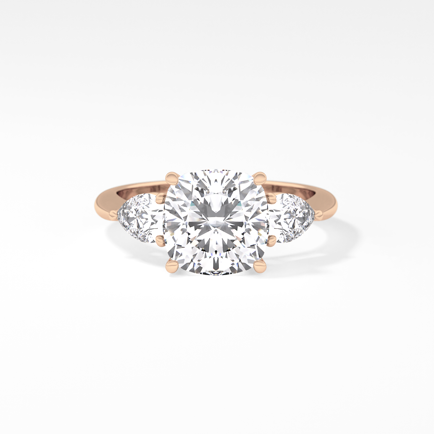 Cushion Three Stone Lab Grown Diamond Engagement Ring