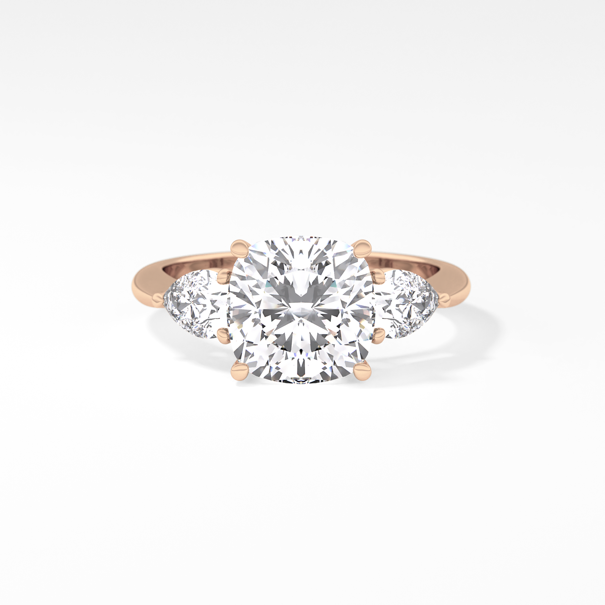Cushion Three Stone Lab Grown Diamond Engagement Ring