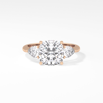 Cushion Three Stone Lab Grown Diamond Engagement Ring