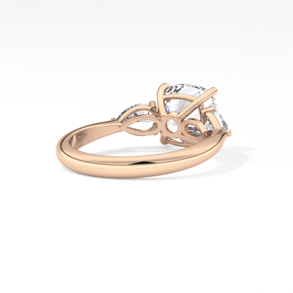 Cushion Three Stone Lab Grown Diamond Engagement Ring