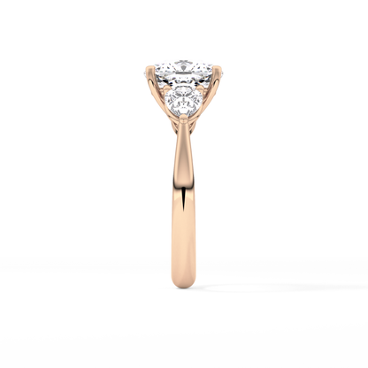 Cushion Three Stone Lab Grown Diamond Engagement Ring