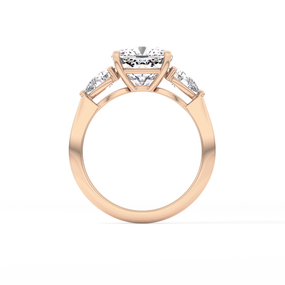 Cushion Three Stone Lab Grown Diamond Engagement Ring