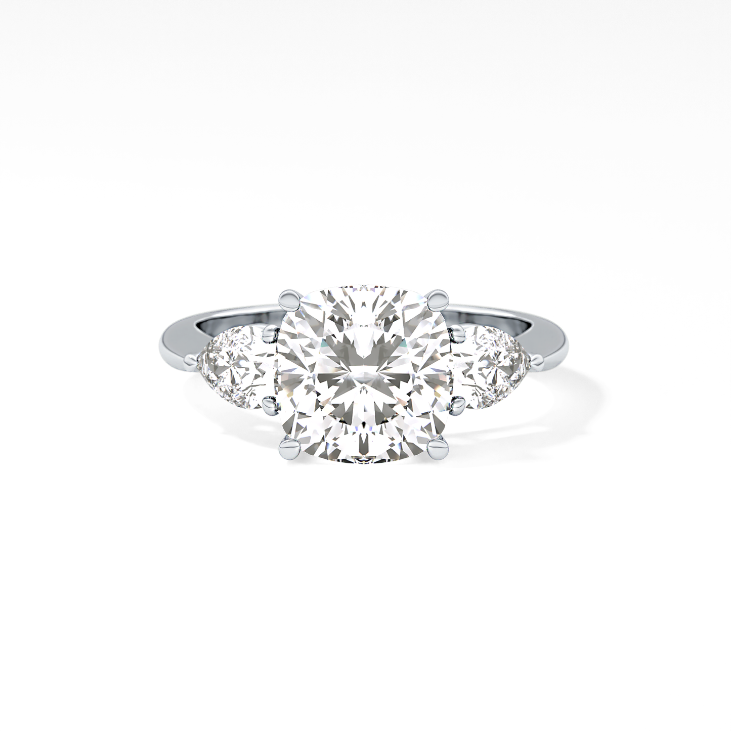 Cushion Three Stone Lab Grown Diamond Engagement Ring