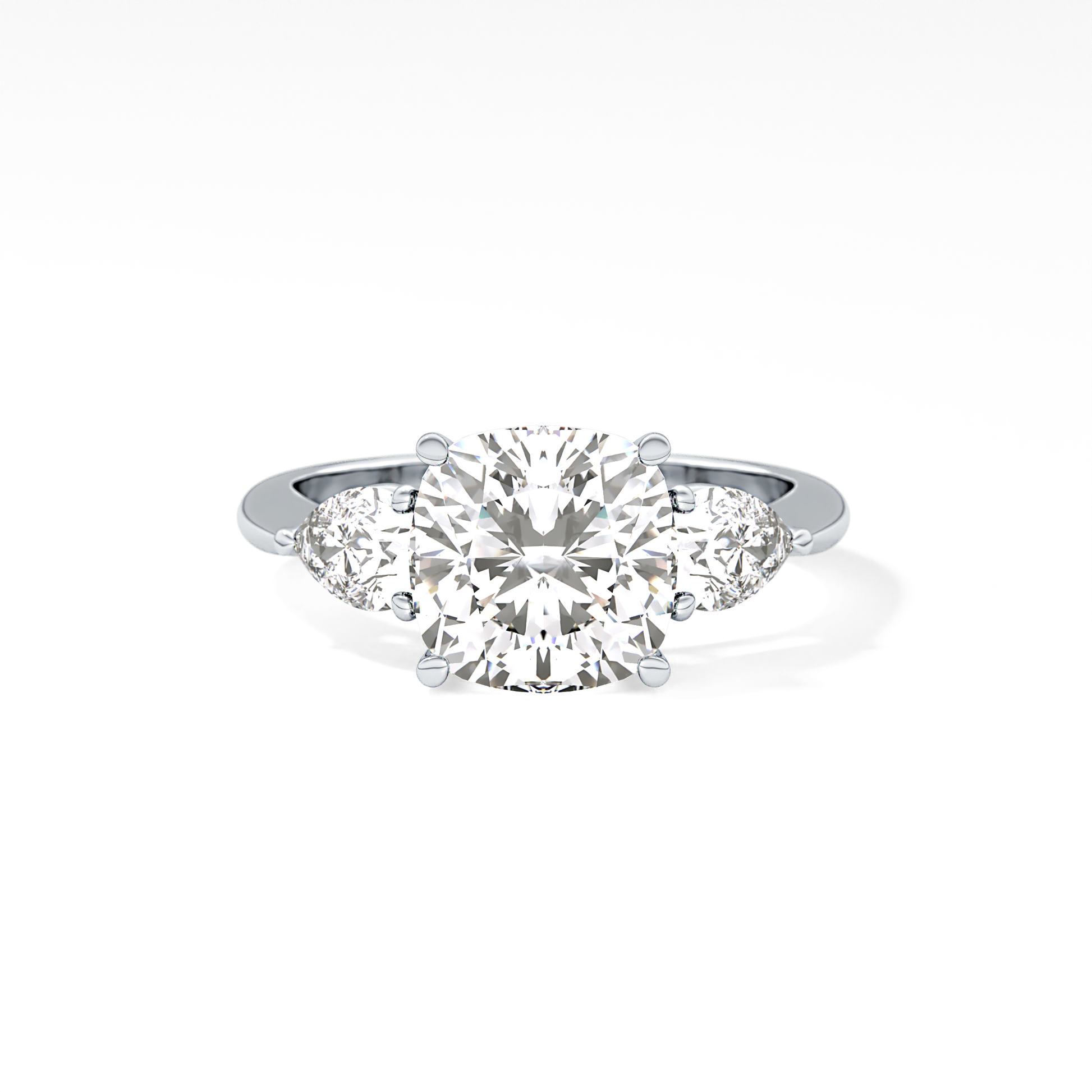 Cushion Three Stone Lab Grown Diamond Engagement Ring