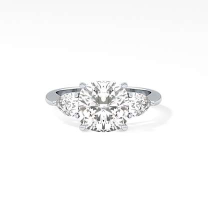 Cushion Three Stone Lab Grown Diamond Engagement Ring