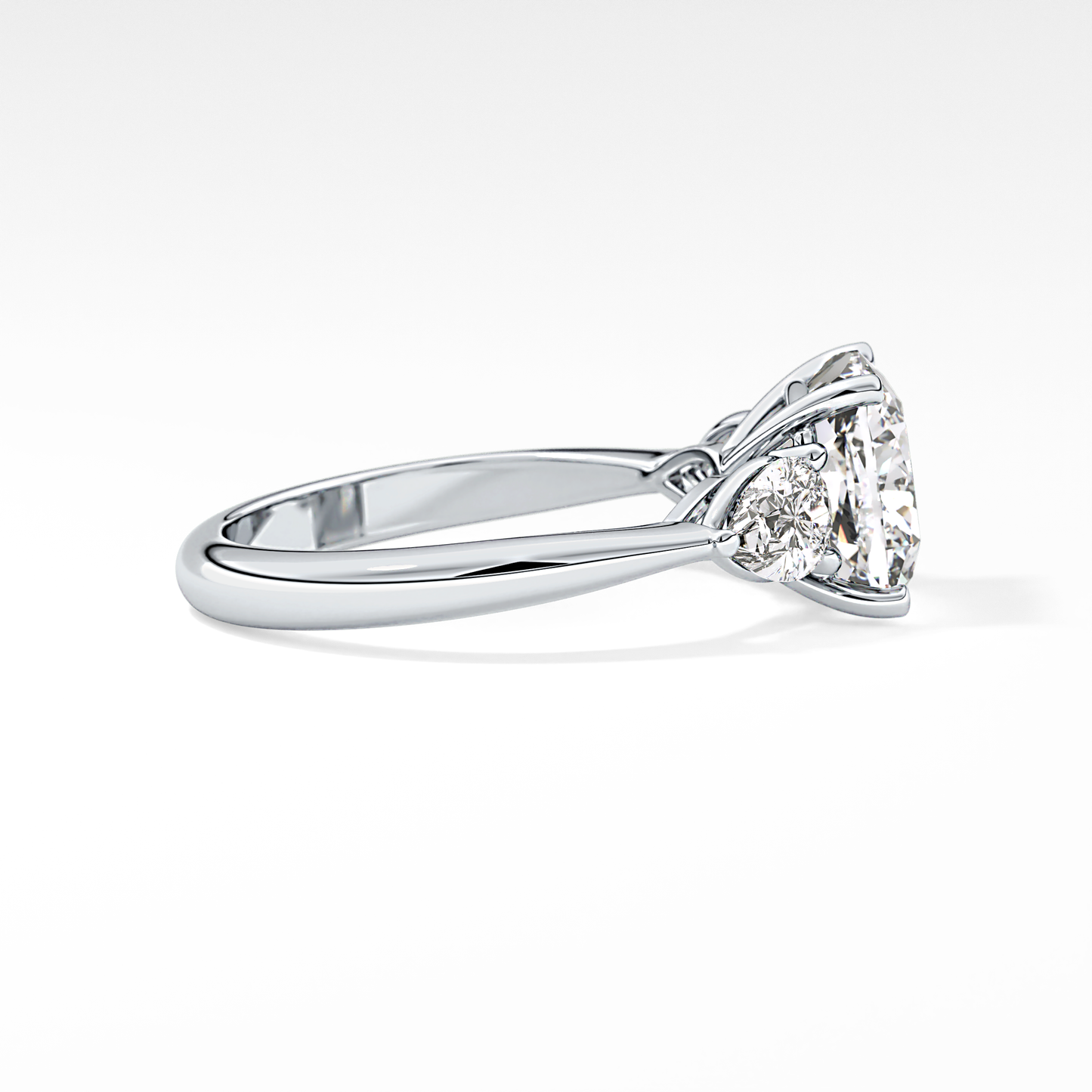 Cushion Three Stone Lab Grown Diamond Engagement Ring