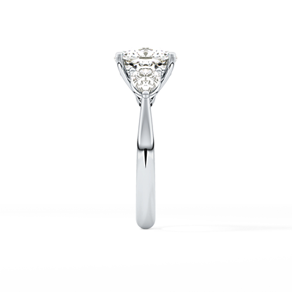 Cushion Three Stone Lab Grown Diamond Engagement Ring