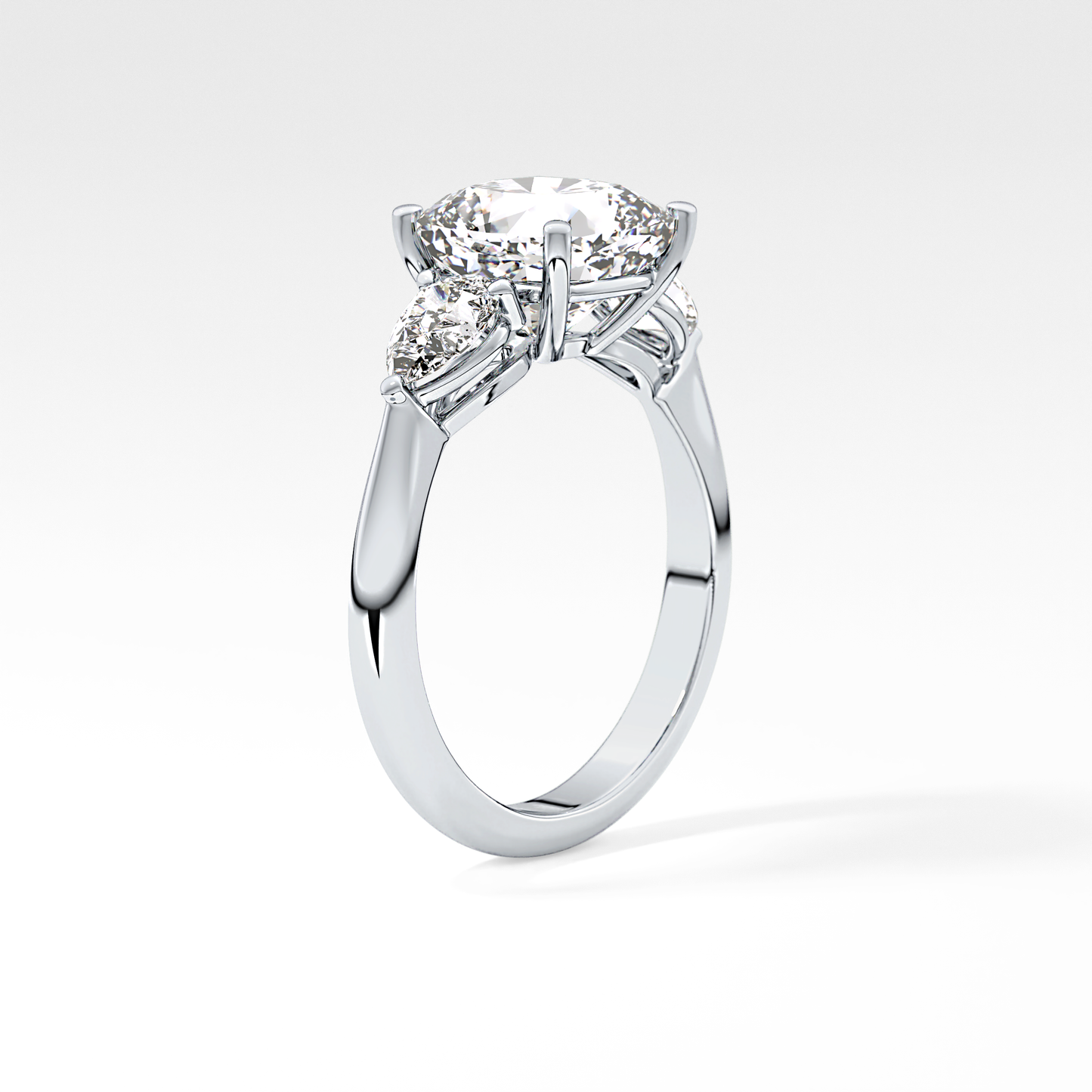 Cushion Three Stone Lab Grown Diamond Engagement Ring
