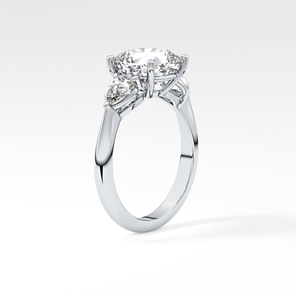 Cushion Three Stone Lab Grown Diamond Engagement Ring
