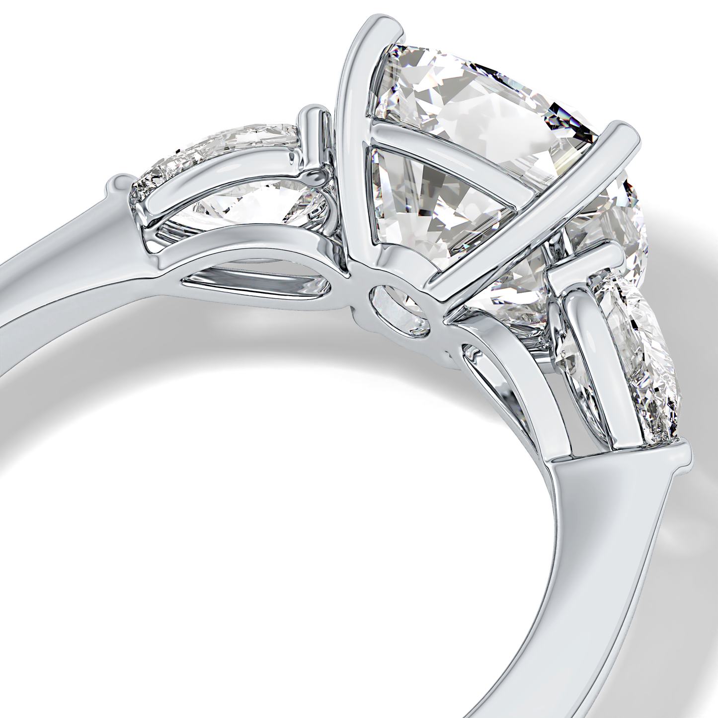 Cushion Three Stone Lab Grown Diamond Engagement Ring