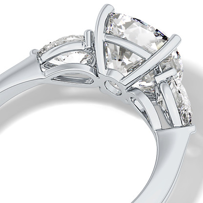 Cushion Three Stone Lab Grown Diamond Engagement Ring
