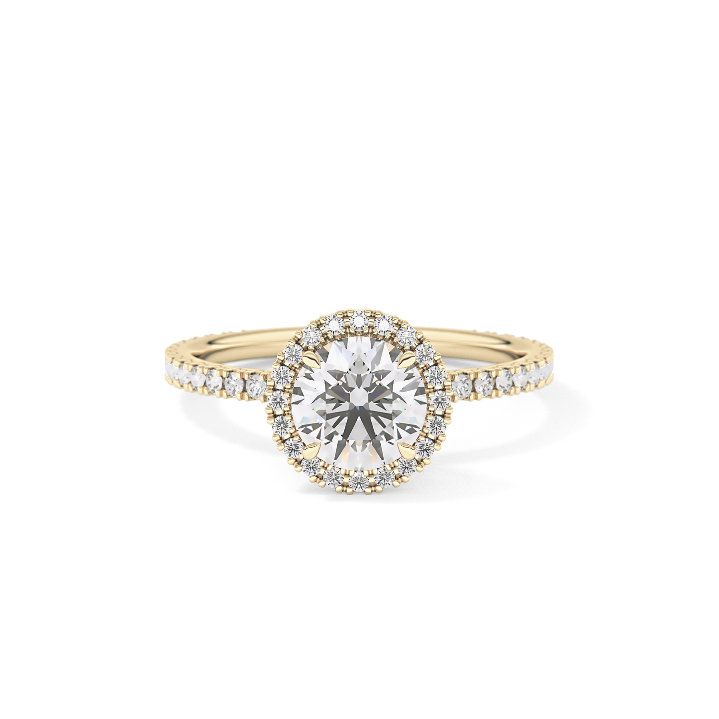 Round Halo & Pave Lab Grown Diamond Engagement Ring