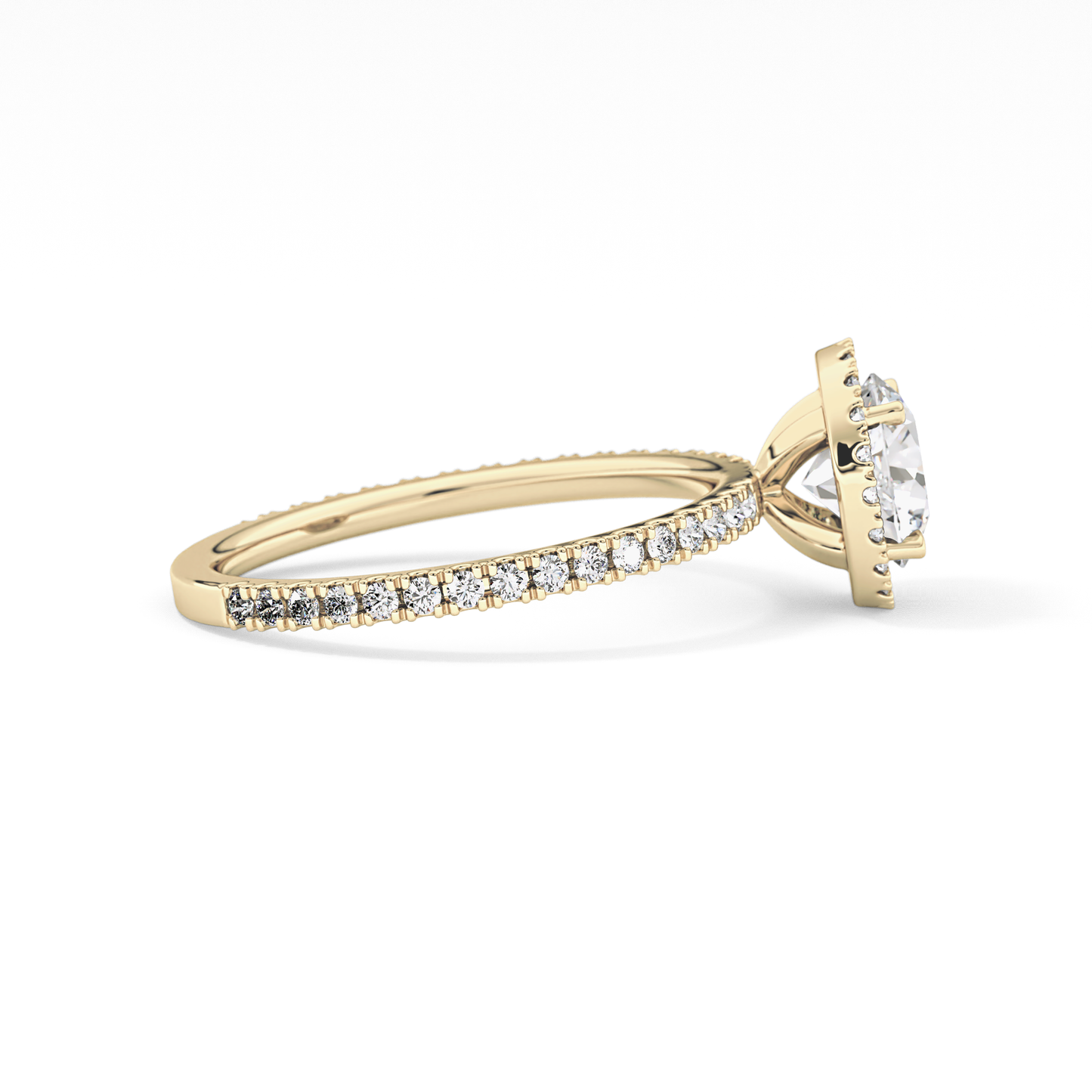 Round Halo & Pave Lab Grown Diamond Engagement Ring