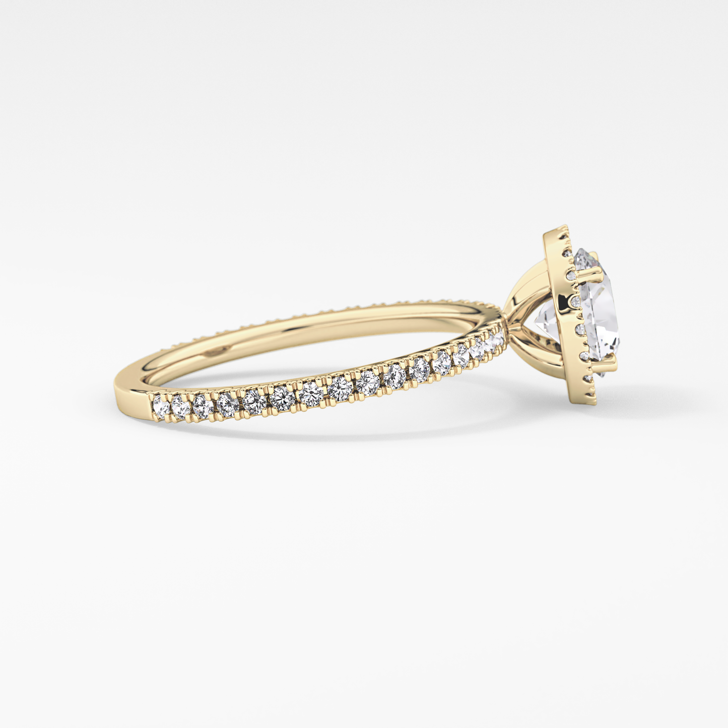 Round Halo & Pave Lab Grown Diamond Engagement Ring