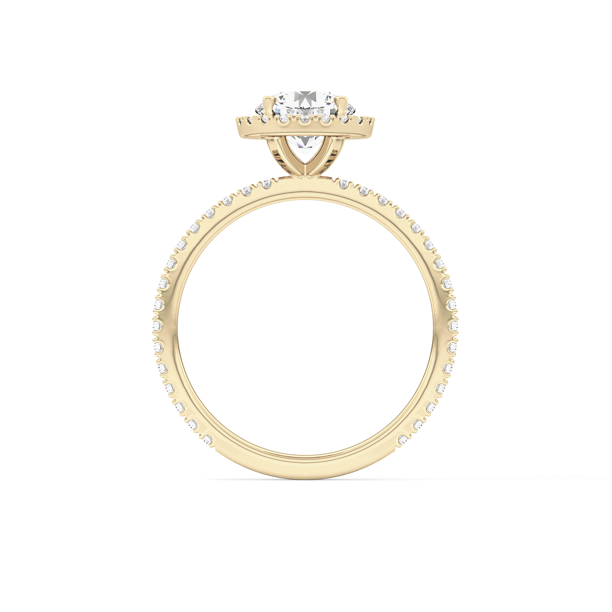 Round Halo & Pave Lab Grown Diamond Engagement Ring