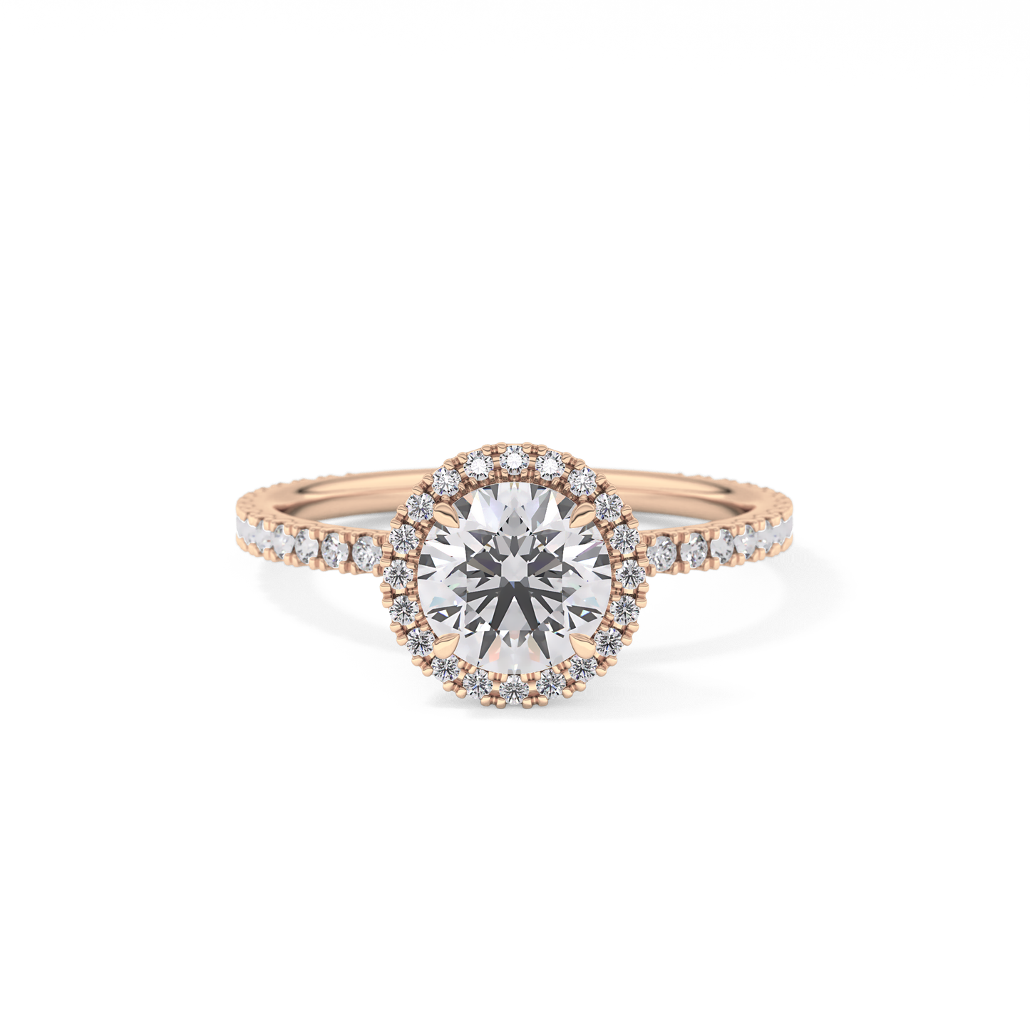 Round Halo & Pave Lab Grown Diamond Engagement Ring