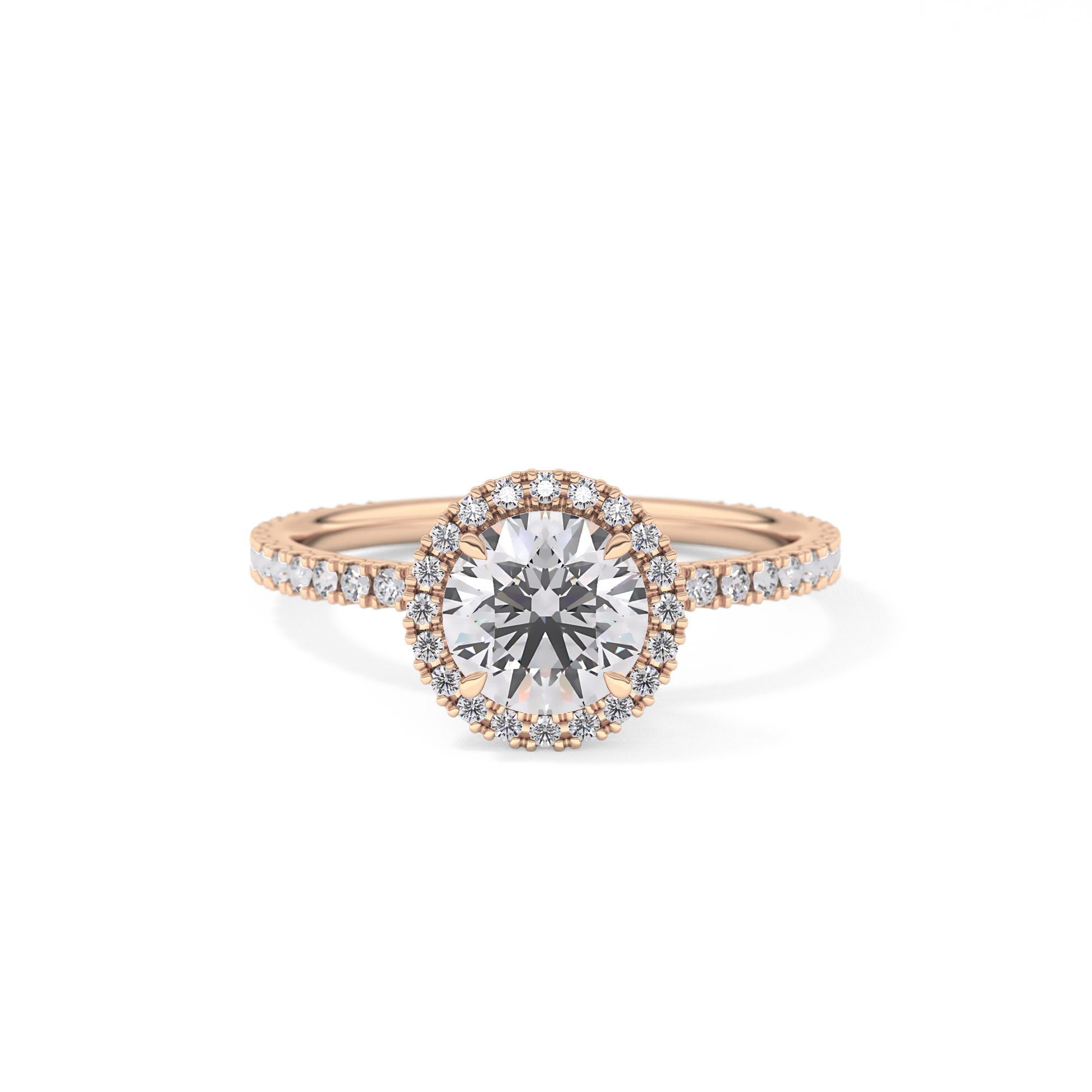 Round Halo & Pave Lab Grown Diamond Engagement Ring