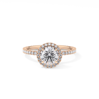 Round Halo & Pave Lab Grown Diamond Engagement Ring