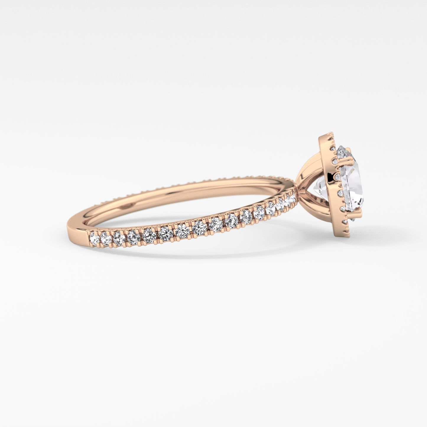 Round Halo & Pave Lab Grown Diamond Engagement Ring