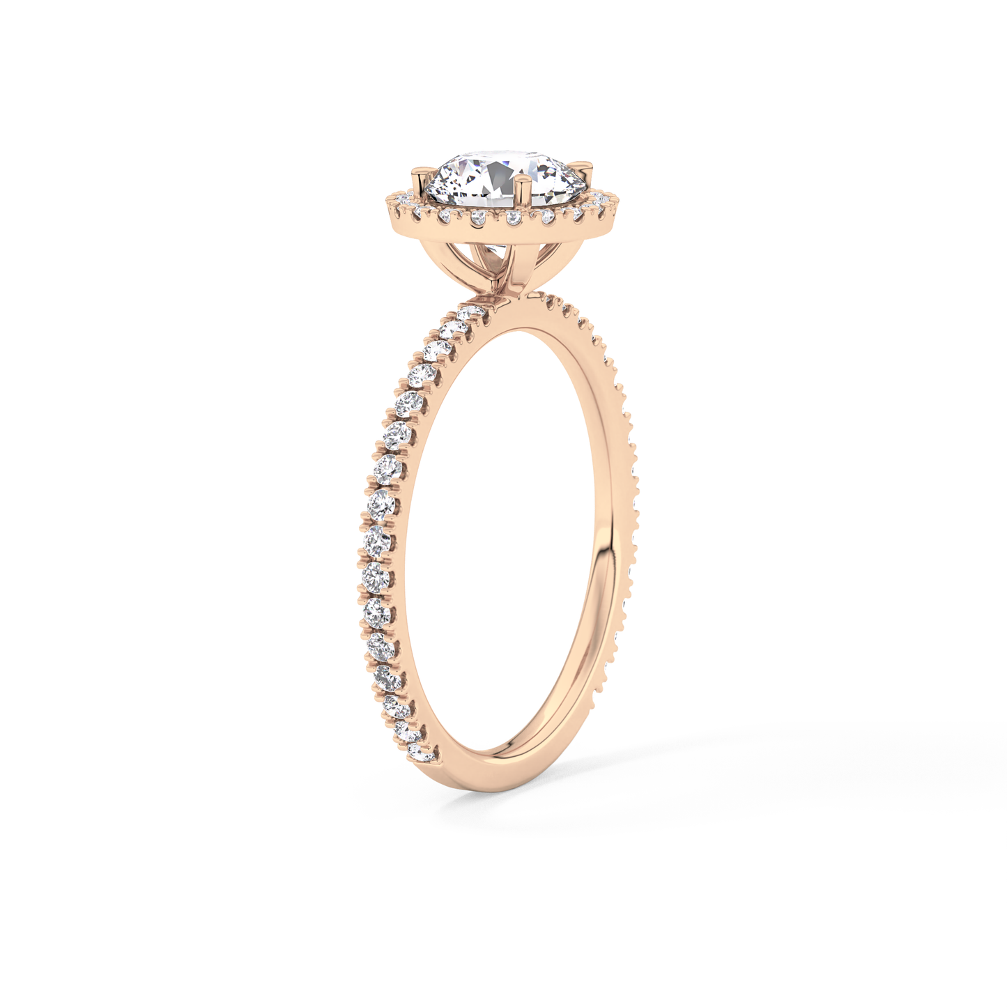 Round Halo & Pave Lab Grown Diamond Engagement Ring