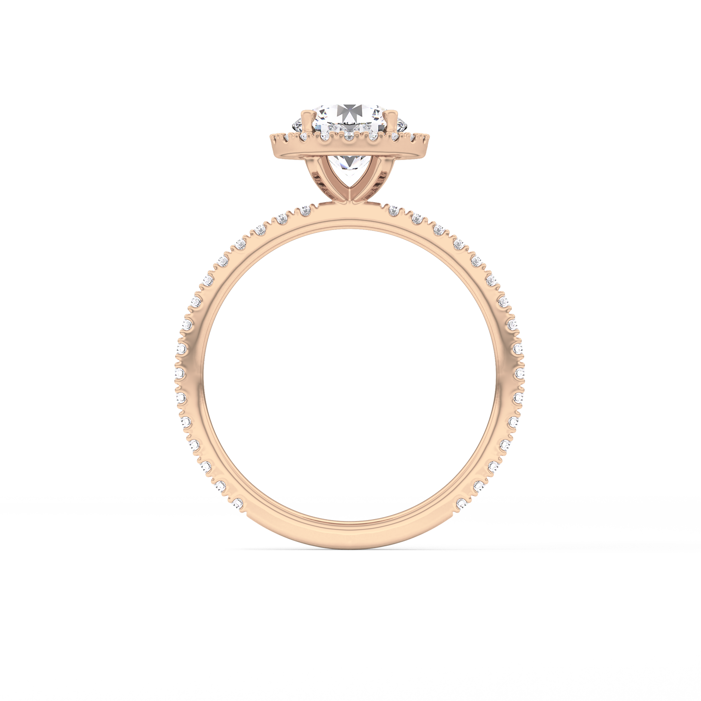 Round Halo & Pave Lab Grown Diamond Engagement Ring